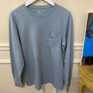 Southern Tide Men's Sky Blue Long Sleeve Tee Size Small Pocket Tee EUC